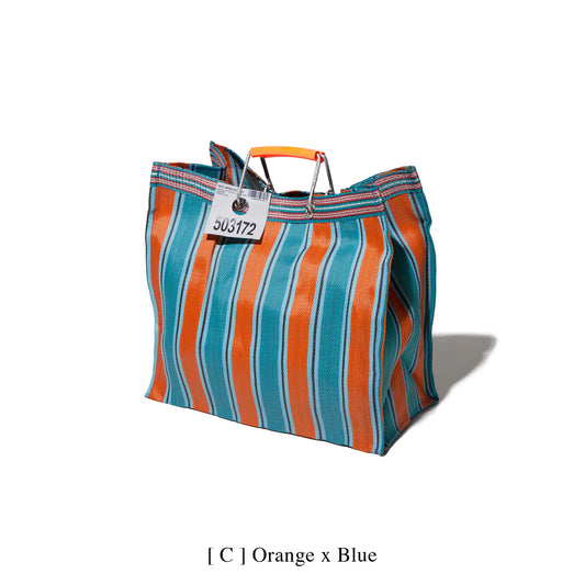 Recycled Plastic Stripe Bag OrangexBlue