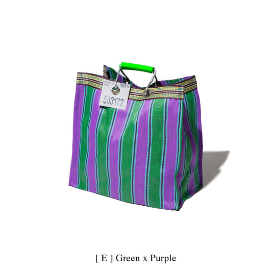 Recycled Plastic Stripe Bag GreenxPurple