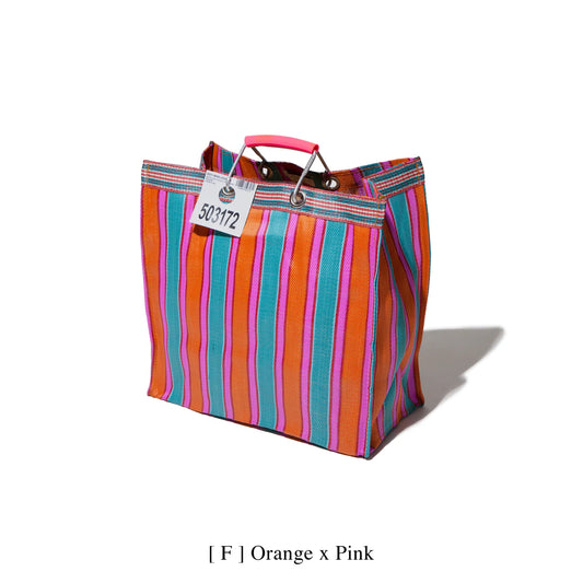 Recycled Plastic Stripe Bag OrangexPink